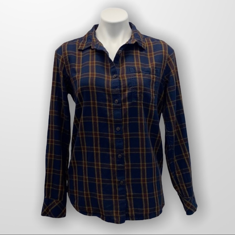 ROOTS Flannel Button Down Plaid Shirt Size Medium